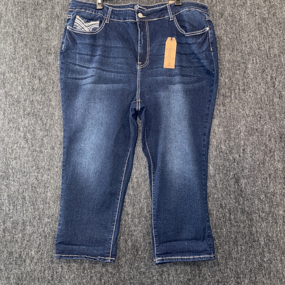 Our Republic For All Jeans‎ Women's Capri Size 20W Blue Embroidered Pockets